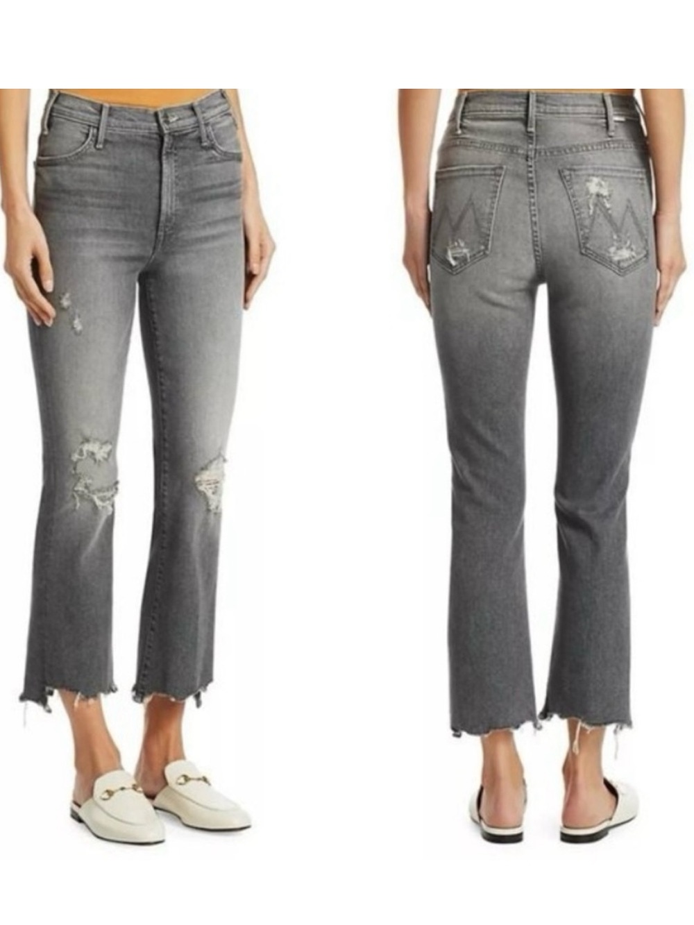 MOTHER The Hustler Crop Step Chew Jeans Womens Size 27 Scene Of The Crime Denim